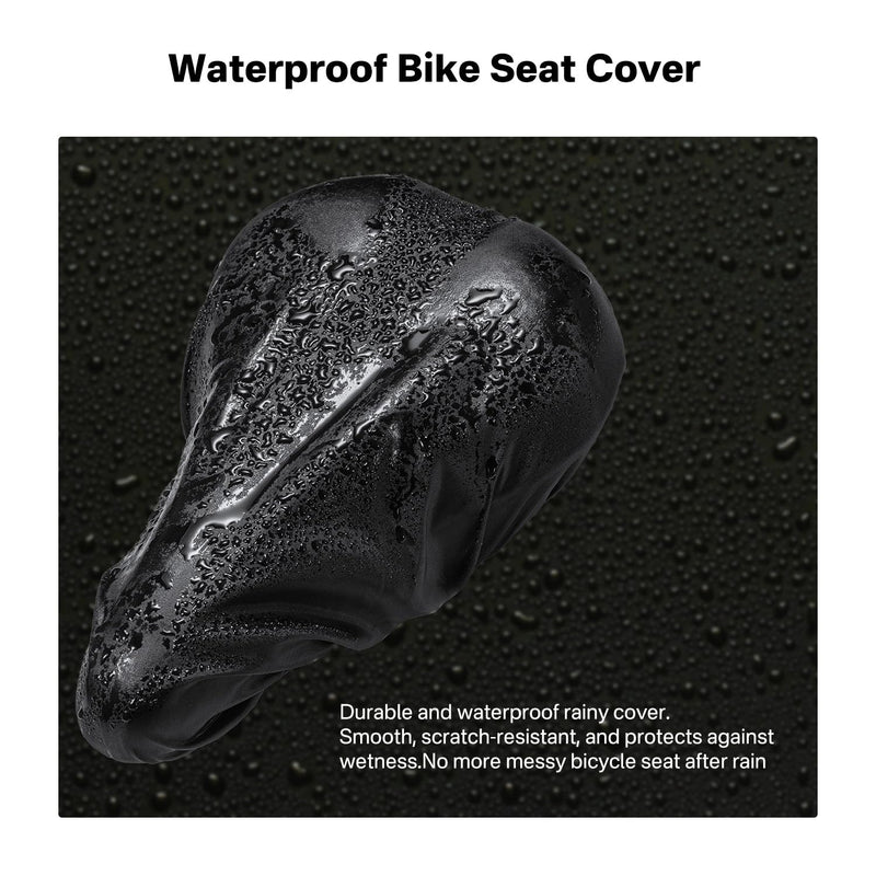 [Australia - AusPower] - YOUNGDO Bike Seat Cushion with Waterproof Cover, Gel Bicycle Seats Pad for Narrow Saddle, Shock Absorbing, Fit for Peloton, BMX, MTB & Road Black M-7.4"W×11.2"L/19cm×28.5cm 