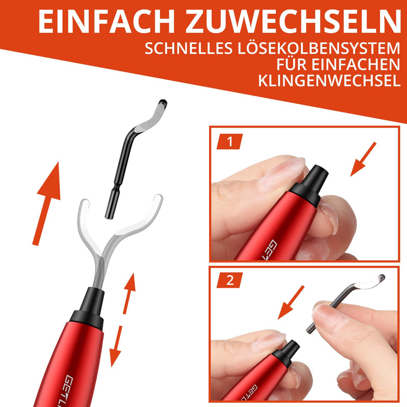 [Australia - AusPower] - GETLITOOL Deburring with 16 Blades, 360° Rotating Blade, Hand Deburrer, Metal Handle with Storage Space, Universal Deburring Tool for 3D Printers, Plastic, Stainless Steel, Aluminium, Metal (Red) 