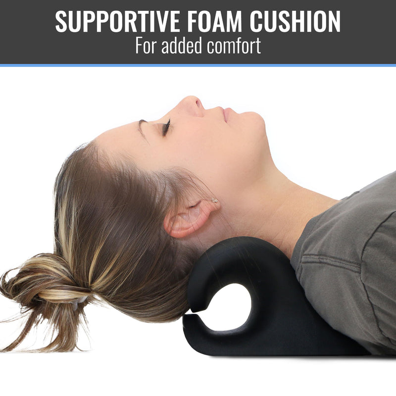 [Australia - AusPower] - HealthSmart Neck & Shoulder Traction Device, Neck & Shoulder Relaxer, Magnetic Therapy, Cervical Spine Alignment and TMJ Relief, Neck Pain Relief, Black One Size 