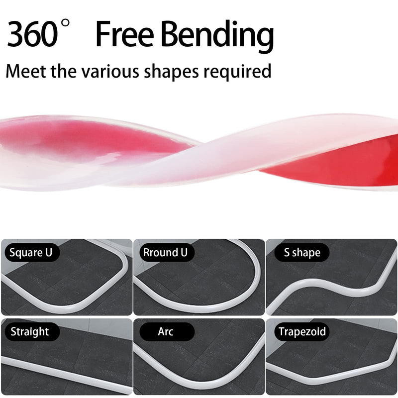 New Collapsible Shower Threshold Water Dam, Self Adhesive Silicone Waterproof Barrier Bathroom and Kitchen Water Strip Dam Shower Guard for Dry and Wet Separation Caulk Seal Strip Edge Trim(TM) 98Inch Transparent