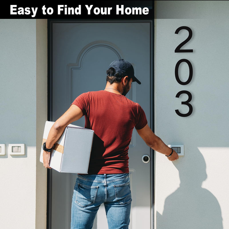 8 Inch Large Floating House Numbers, Black Modern House Number for Outside, Home Address Numbers for Outdoor Garage Gate Wall Street (No.-) 8 Inch No.-