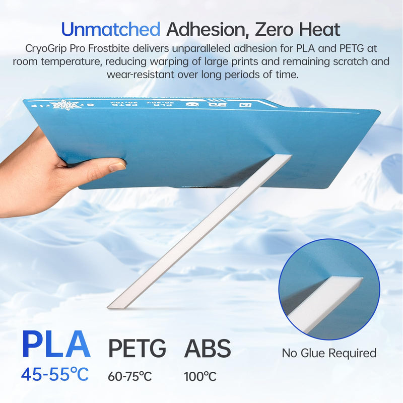 BIQU CryoGrip Pro Frostbite Cold Build Plate for Bambu-Lab X2D P2S P1S P1P X1C X1E A1 3D Printers, Super-Tack Spring Steel Sheet, 257x257mm, Room Temperature Printing, Double-Sided, 1 Piece 257*257MM Frostbite-Blue