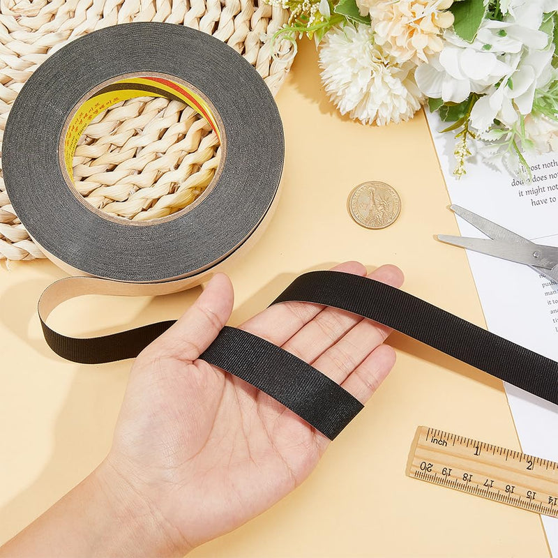 Self-Adhesive Black Grosgrain Ribbon 25 Yards 0.87inch Non-Slip Headband Tape Self Adhesive Polyester Strip for DIY Hair Accessories Sewing Gift Wrapping Crafts Decoration
