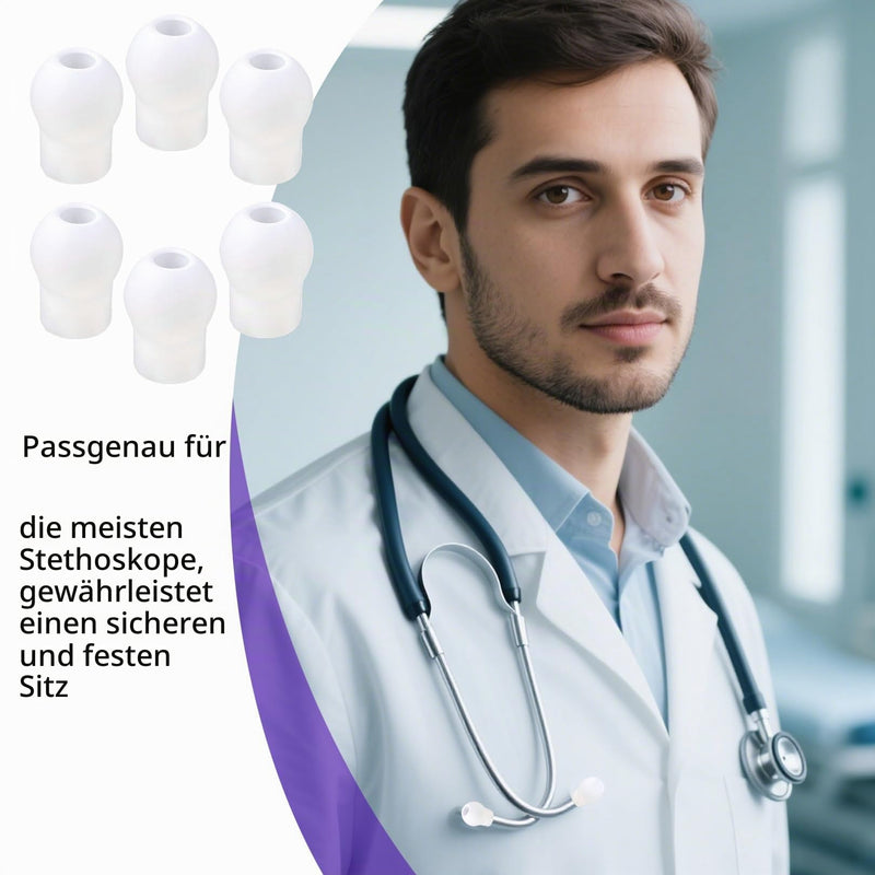 Pack of 6 Stethoscope Earpieces, Comfortable and Sound-Insulating, Compatible with MDF Eko ADC Stethoscope, Silicone, Reusable, Interchangeable Earplugs for Stethoscopes, Suitable for Nurses and Doctors