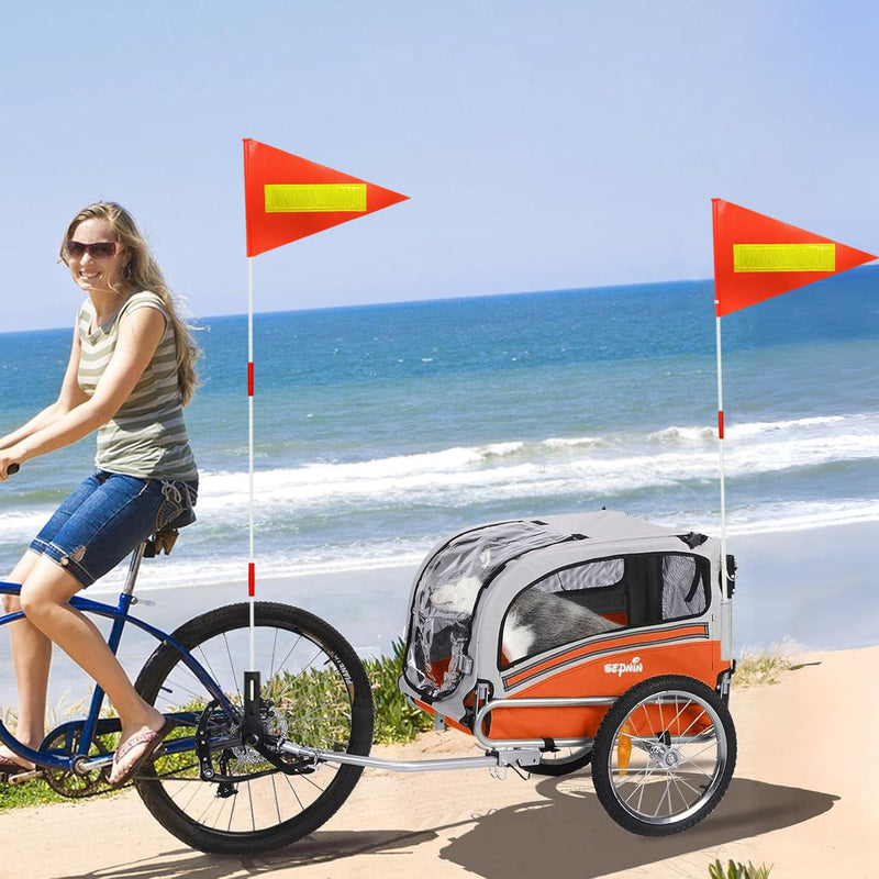 [Australia - AusPower] - Bike Safety Pole with Fiberglass Rod and Polyester Full Color Tear-Resistant Waterproof Flag, Orange Reflective Safety Flag for Cycling 1 
