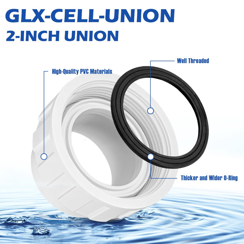 Salt Cell 2" Union Replacement for Goldline Hayward Salt Chlorine Generators, GLX-Cell-Union 2-Inch Pump Union for Hayward Salt Cell, Pool Part for Spa Pump Connections, 2 Pack
