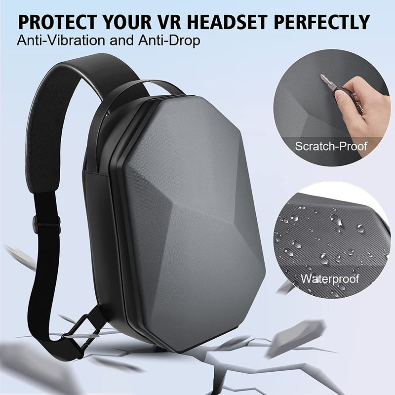 [Australia - AusPower] - Hard Carrying Case for Meta Quest 3/Oculus Quest 2/Vision Pro VR Headset,Compatible with Head Strap with Battery, VR Gaming Accessories,Fashion Design for Travel and Storage Black 