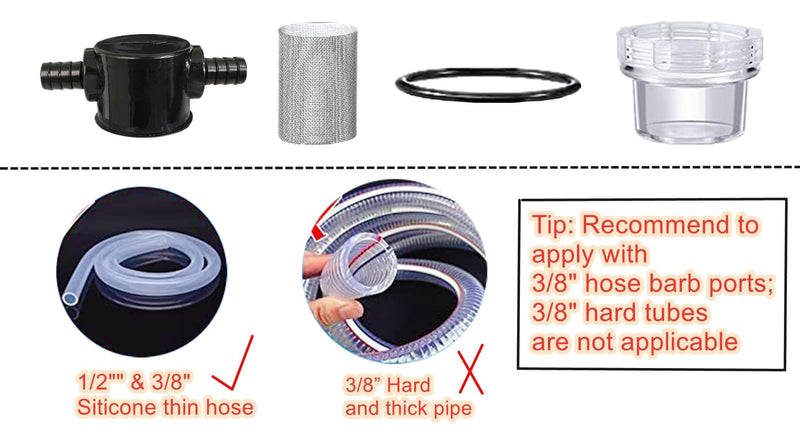 [Australia - AusPower] - 1/2 Inches Water Pump Strainer, RV Water Pump Filter Compatible with 3/8 Inches Hose Barb In-Line Strainer Twist-On Pipe Sprayer for 12V DC 80 PSI Camper Marine Boat Lawn, 80 Mesh Filter 2PC Blue 
