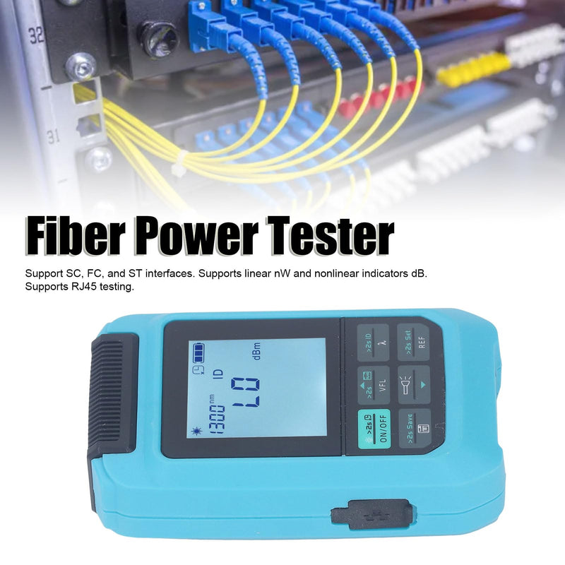 [Australia - AusPower] - Rechargeable Optical Fiber Power Meter -70 ~ +3dBm, 4 in 1 Universal Interface, Flashlight Function, Automatic Power Off, Wavelength Memory, Supports RJ45 Testing for Fiber Optic 