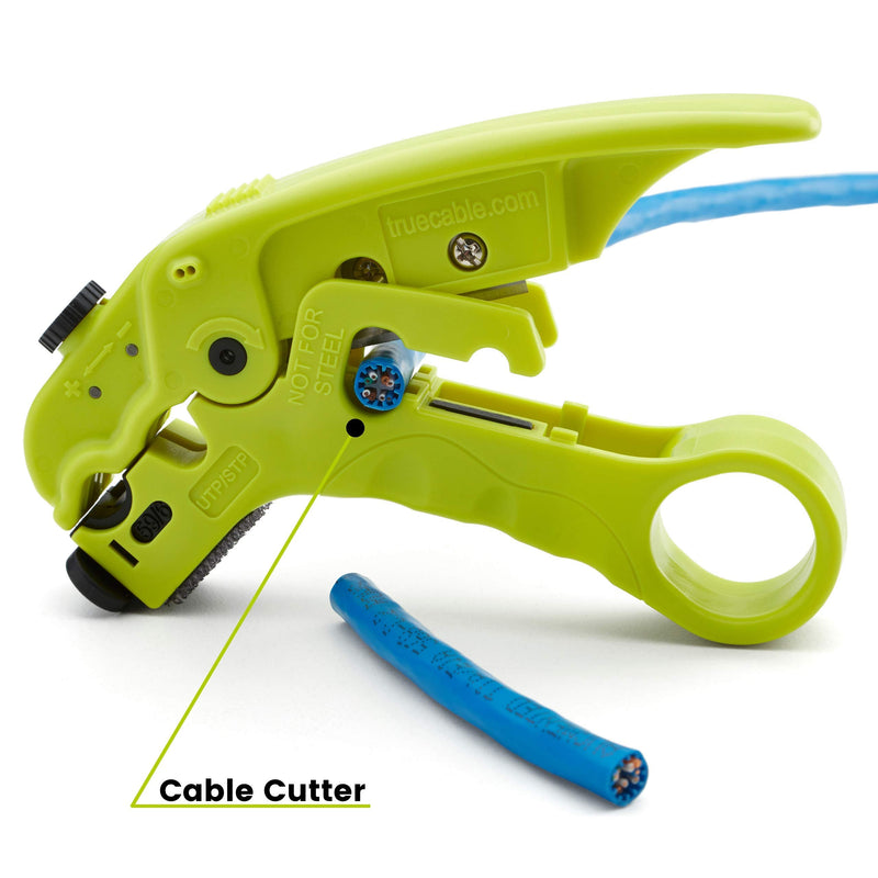 [Australia - AusPower] - trueCABLE Wire Stripping and Cutting Tool for UTP, FTP, STP, Cat5e, Cat6, Cat6A Ethernet, RG59, RG6, RG7, RG11 Coax Cable, Adjustable Blade Depth 1 