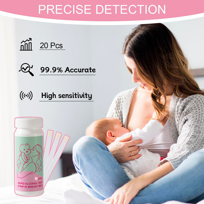20Pcs Alcohol Test Strips for Breastmilk Home Kit Breastfeeding Milk Moms Gift Supplies Essentials Fast Easy Strips at Home Holiday Party