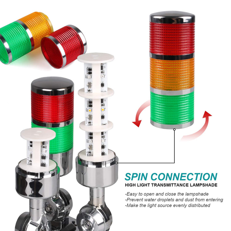 [Australia - AusPower] - 110V to 220V LED Stack Tower Lights, Industrial Warning Lights, Andon Lights, Column Signal Tower Indicator Lamp Beacon, Continuous/Flashing Light Switchable, 1 Layer (with Buzzer) AC 110 to 220V 1-Layer/with Buzzer 