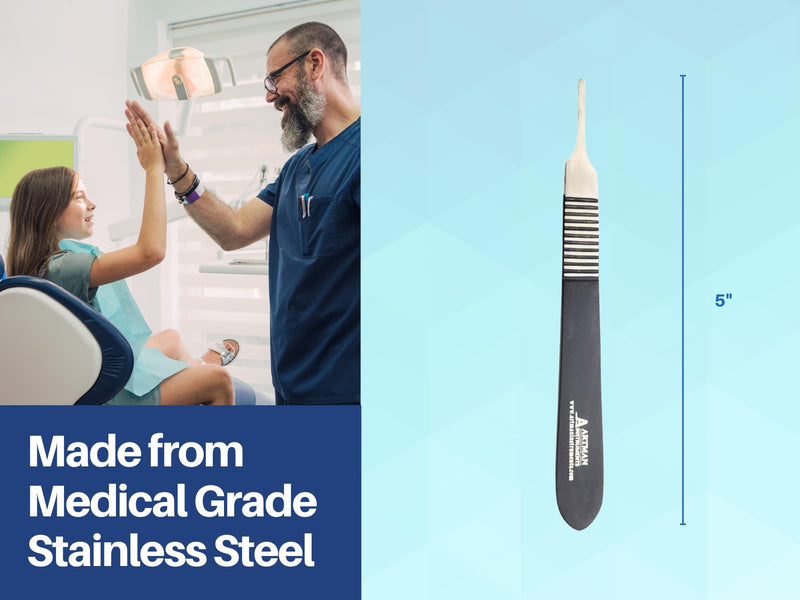 [Australia - AusPower] - 3 Pack Scalpel Handle B.P Handle #3 Stainless Steel with Inches Ruler for Precise Cutting - for Surgery, Art & Craft, Model Making, Biology, and Labs - Compatible with Blades #6 to #16 