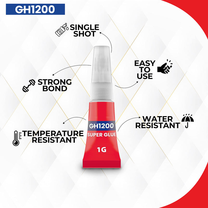 [Australia - AusPower] - 1 Gram (Pack of 24) Single use Super Glue All Purpose, Super Fast, Thick & Strong Adhesive Superglue, Cyanoacrylate Glue for Hard Plastics, DIY Craft, Ceramics, Frame, Leather, Metal Etc 