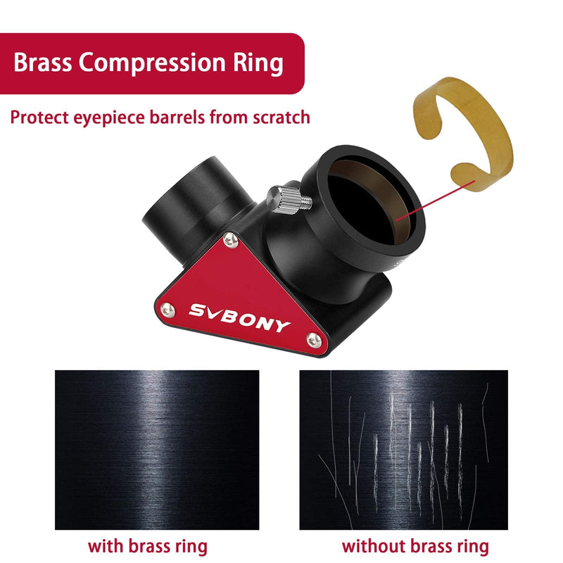 [Australia - AusPower] - SVBONY SV188P Dielectric Mirror Star Diagonal, 1.25 Inch 90 Degree Mirror Diagonal, 99% Reflectivity Dielectric Coatings with Brass Compression Rings 