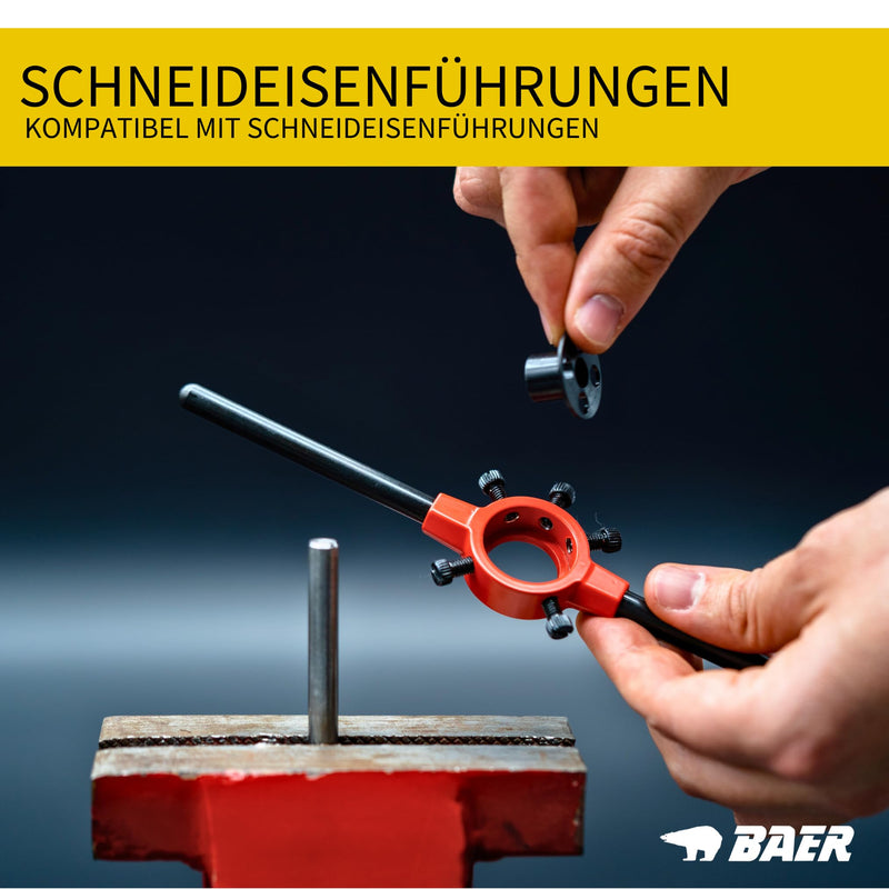 BAER Die Holder 38 x 14 mm Pro, M 12-14, BSW 1/2-9/16 - DIN 225 | Holder for die - thread die holder - thread cutting external thread