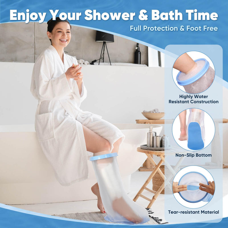 [Australia - AusPower] - Waterproof Leg Cast Cover for Shower Adult Shower Boots for Leg After Surgery with Non-Slip Bottom Ankle Foot Cast Protector for Surgery Bandage Dressing Wound [2025 Upgraded] New-Half Leg 