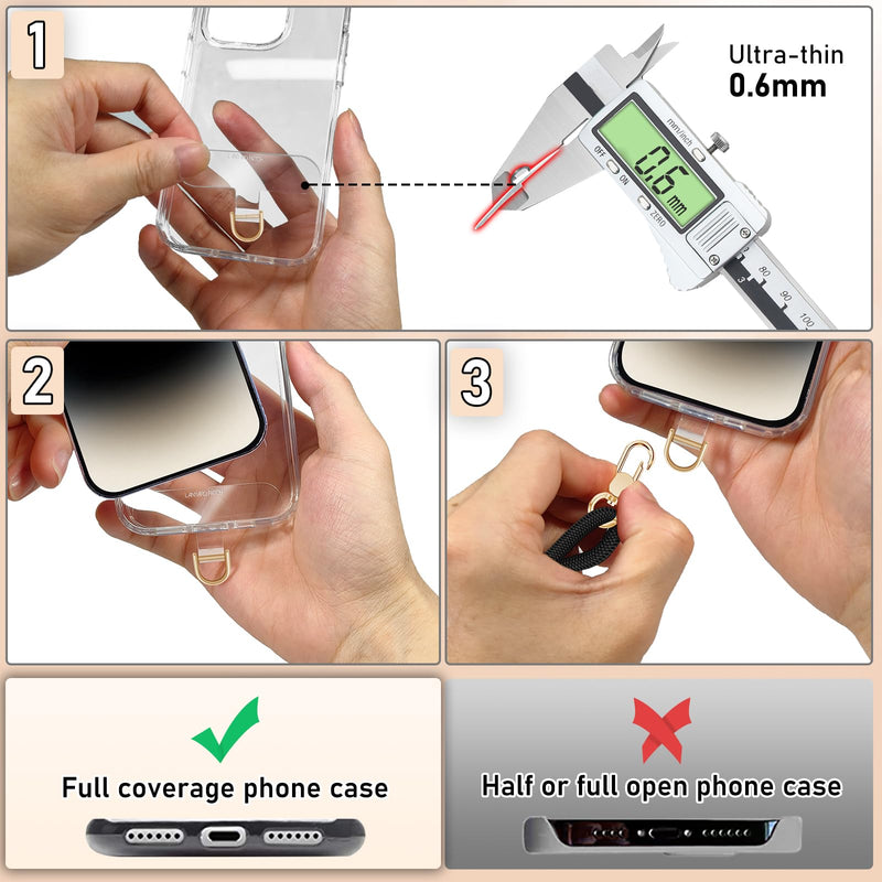 [Australia - AusPower] - UKON Cell Phone Lanyard,Crossbody Lanyard and Wrist Strap Premium Metal Buckle Phone Charms with 2 X Phone Patch Compatible with All Smartphone(Black) Black 