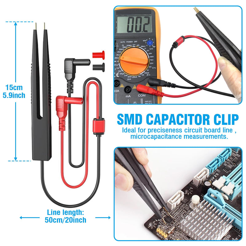 [Australia - AusPower] - Multimeter Test Leads Set,21PCS Digital Electrical Test Probes Set with Alligator Clips,SMD IC Test Hook Clip,Test Tweezer,Spade Plug,Replaceable Precision Sharp Probes for Multimeter Testing Test Kit-2 