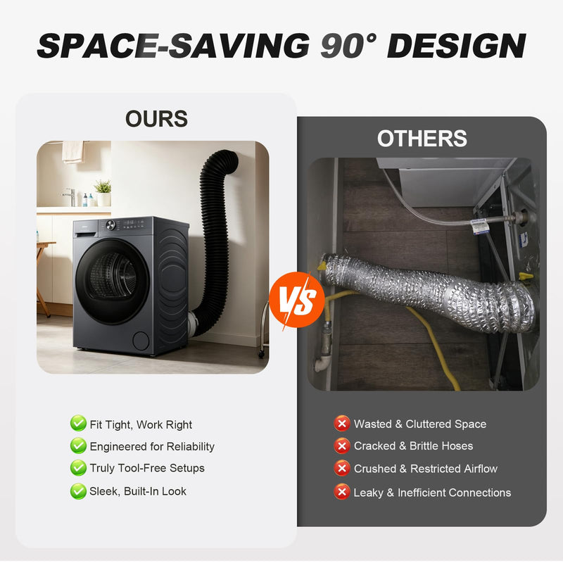 Dryer Vent Hose Kit 8FT, 4 Inch Flexible Aluminum Dryer Vent Duct, Heavy Duty Anti-Crush Dryer Vent Kit with Clamps, Connector & Foil Tape