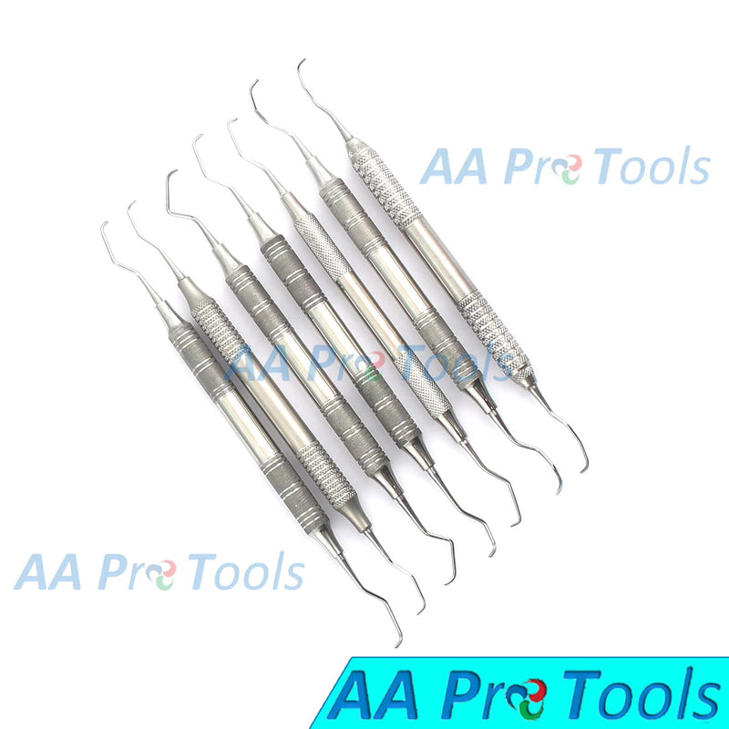 [Australia - AusPower] - AA PRO Dental Gracey CURETTES PERIODONTAL 1/2-13/14 Hollow Handle Double Ended Instruments 7 Piece 