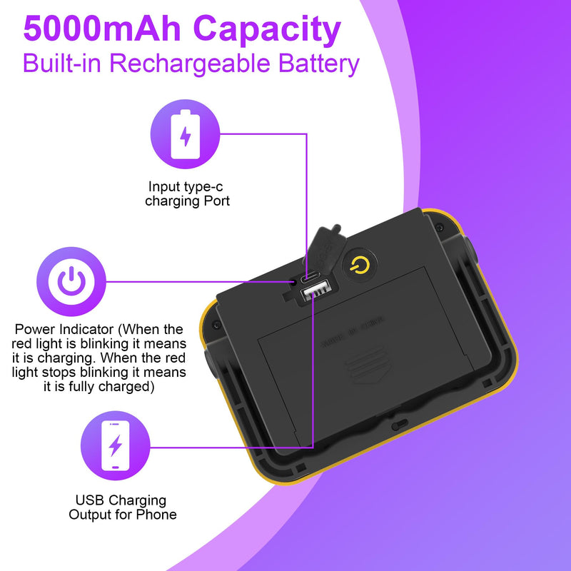 [Australia - AusPower] - Rechargeable LED Black Light, Battery Powered Portable Blacklight, 400nm LED Flood Light Black Lights, Neon Glow Party, Blacklight Catfishing, Halloween, Glow in The Dark Decoration 2 Pack 