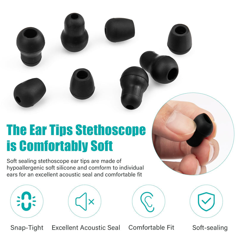 [Australia - AusPower] - Stethoscope Ear Tips Replacement for Littmann Stethoscopes, Compatible with Littman Ear Tips, Stethoscope Ear Pieces, Cardiology IV Parts and Littmann Stethoscope Parts - Soft Sealing Eartips (8 PCS) 