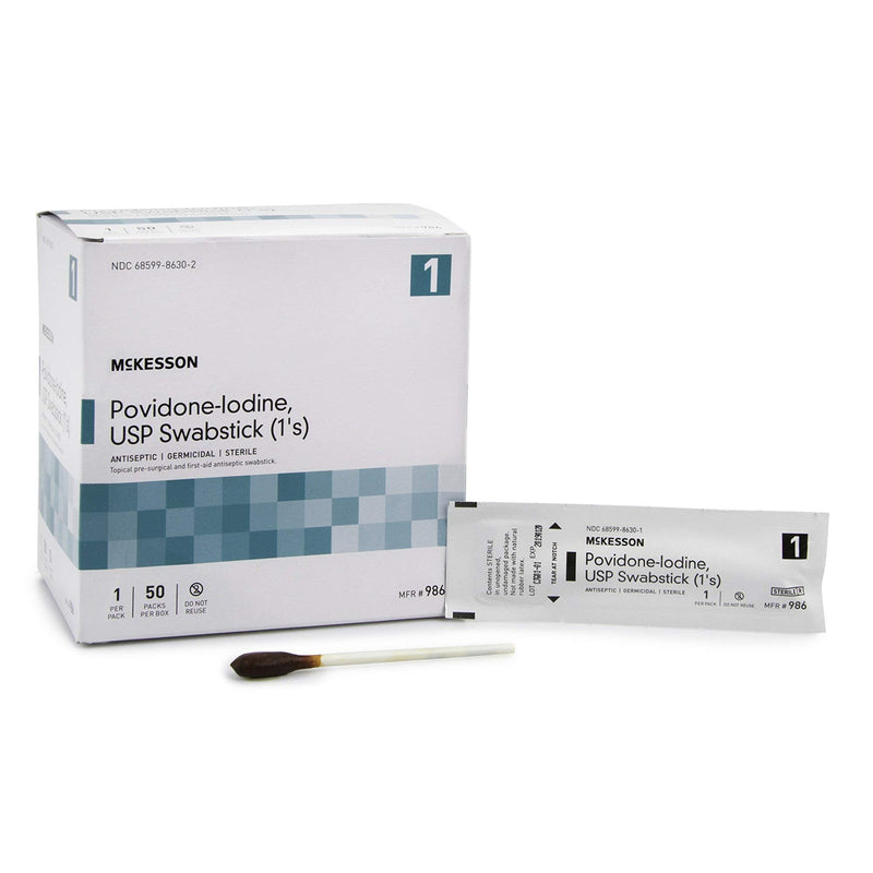 [Australia - AusPower] - McKesson Povidone-Iodine Impregnated Swab Stick, Sterile - 4 in, 50 Sticks, 1 Pack 50 Count 