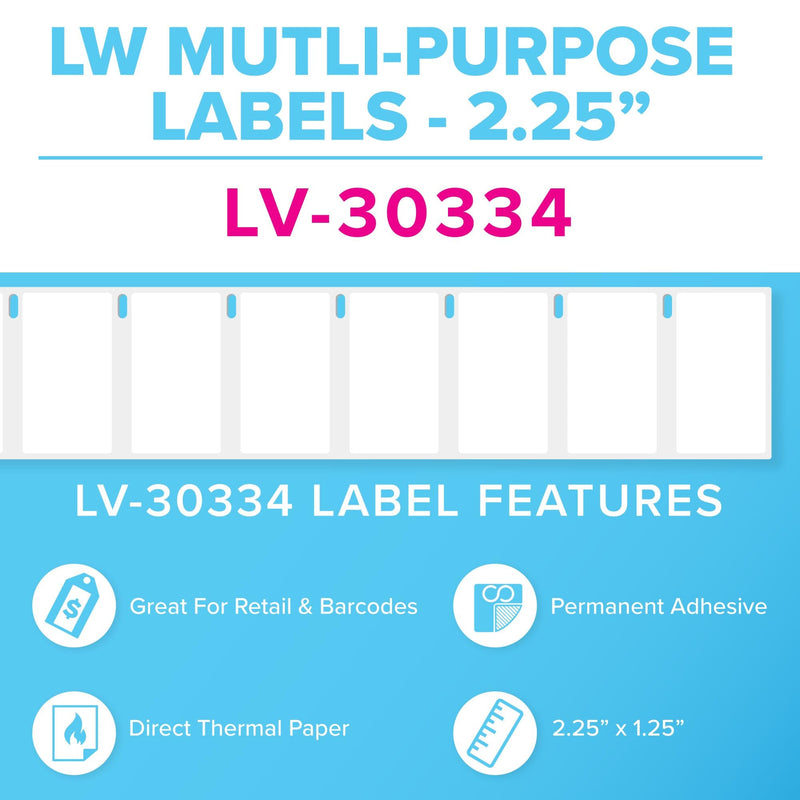 LabelValue Multipurpose Direct Thermal Labels Compatible with Dymo LabelWriter 450 Series Printers - 2-1/4 x 1-1/4 Inch - Permanent Adhesive - 1000 Labels Per Roll