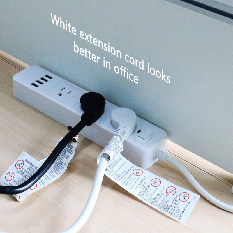 [Australia - AusPower] - FIRMERST 1875W Flat Plug 1Ft Extension Cord 15A for Kitchen Home Appliance Office White (3 Pack) 3 