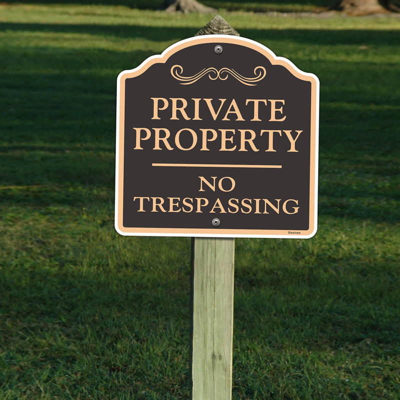 Large (4 Pack) Private Property No Trespassing Sign, 12x12 Inches Reflective Aluminum, Metal, Outdoor Weatherproof, Easy to Install 12x12 Inch 4-Pack