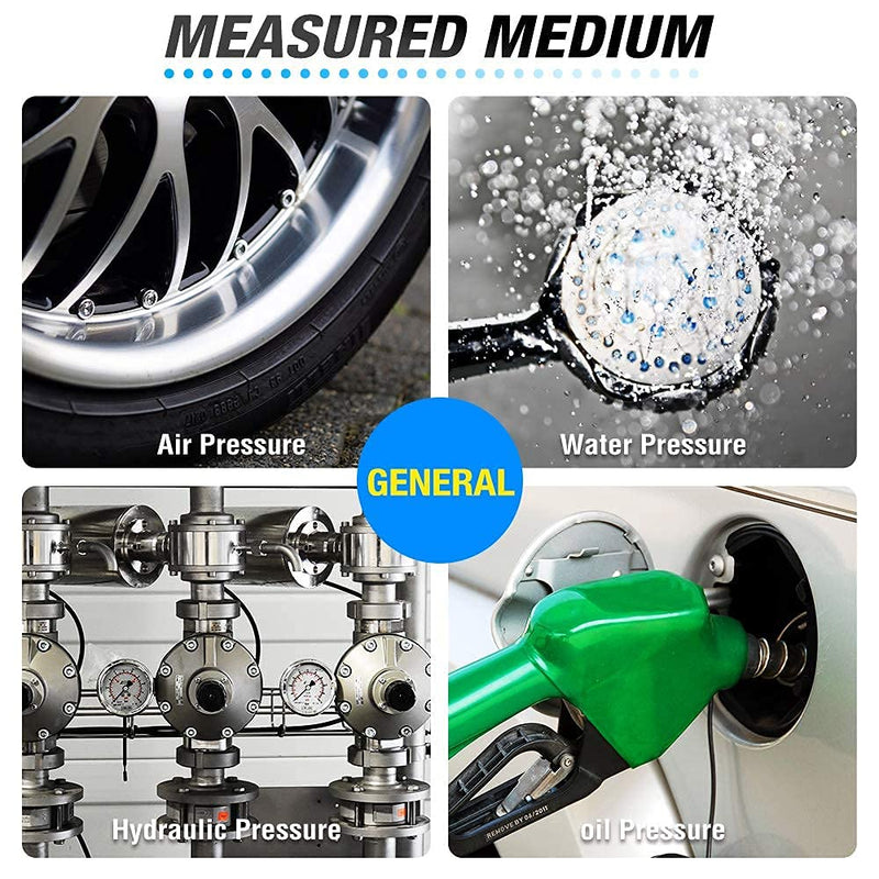 [Australia - AusPower] - MEANLIN MEASURE 2PCS 0-160Psi Stainless Steel Thermal Pressure Gauge 30-250℉ 1/4" NPT 2.5" FACE DIAL Liquid Filled Pressure Gauge, with 1/2" NPT and 3/8" NPT Hex Bushing, Lower Mount Liquid Filled/2PCS 