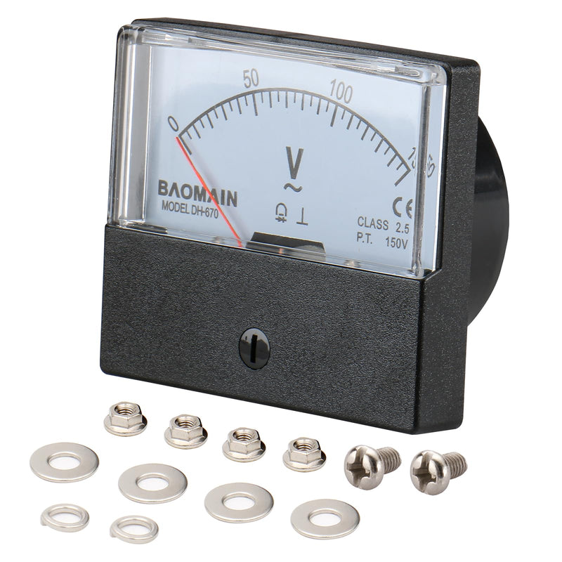 [Australia - AusPower] - Baomain Voltmeter DH-670 AC 0-150V Rectangular Class 2.5 Analog Panel Volt Voltage Meter 