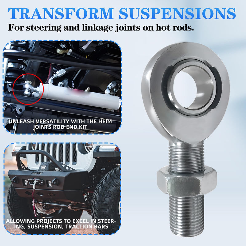 [Australia - AusPower] - 3/4" Heim Joint Rod End Bearing w/Jam Nut,RH 3/4"-16 Thread x 3/4" Bore Chromoly Panhard Rod End Kit for Steering, Suspension,Traction Bars,Links Joints-1Pk 3/4"-RH 