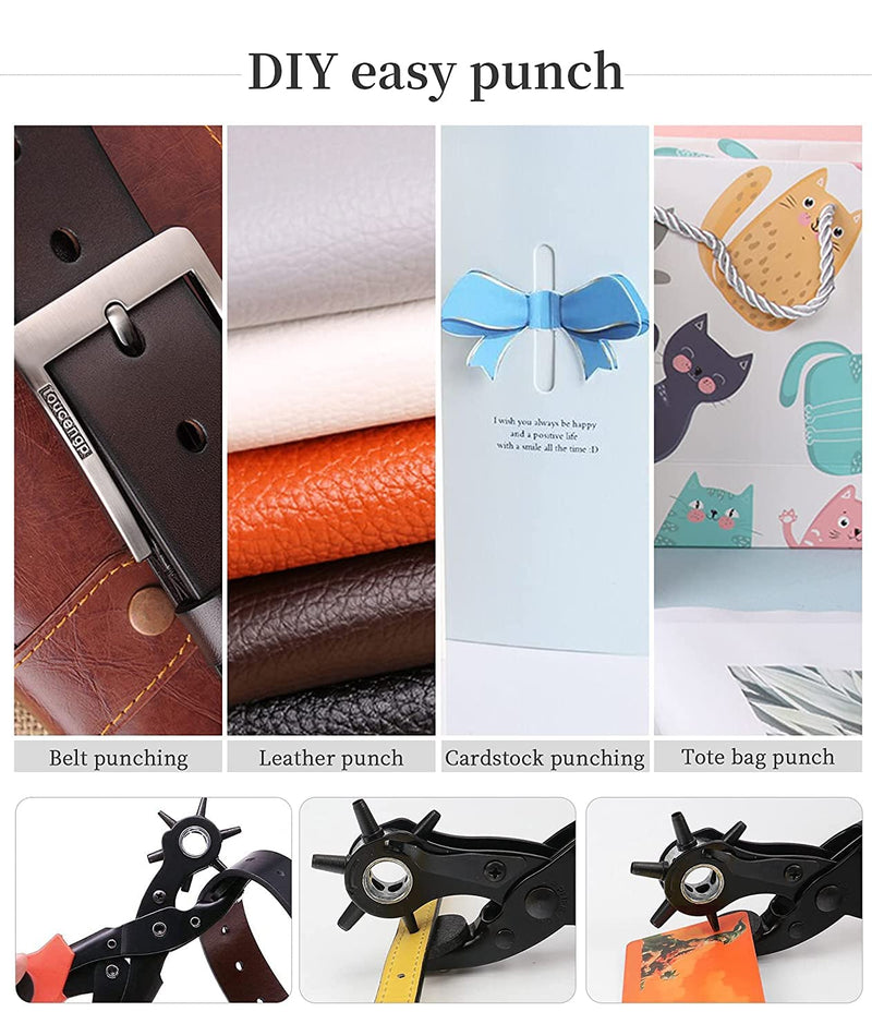 [Australia - AusPower] - Leather Hole Punch,Belt Hole Puncher for Leather, Revolving Punch Plier Kit,Leather Punch Plier for Leather, Belts, Watches, Handbags, Leather Punch Tool for Belts Diameter : 4.5/4 /3.5/3/2.5/2mm. 17oz 