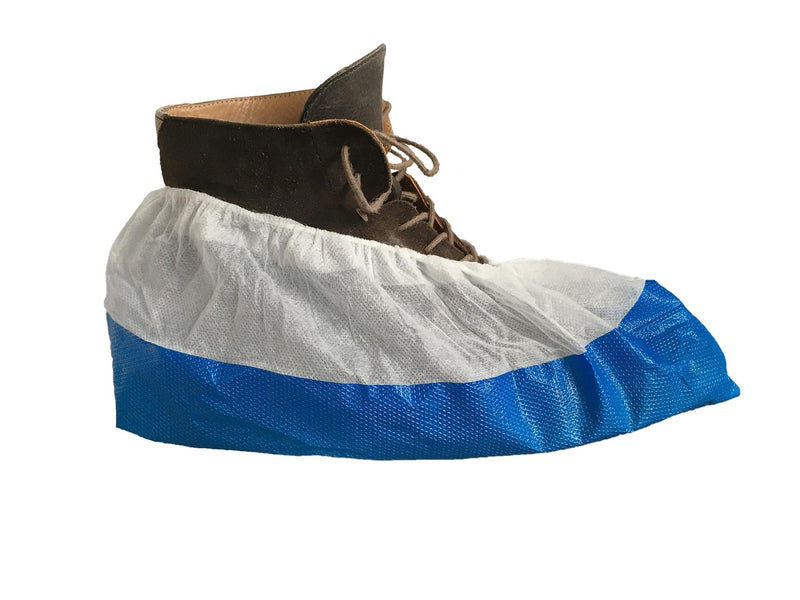 TIGA-MED Overshoes 9.2 g Extra Strong Disposable Shoe Covers Made of CPE with Fleece Reinforcement Extremely Tear-Resistant, Non-Slip and Waterproof Blue for Clinics, Industry and Crafts (50) 50