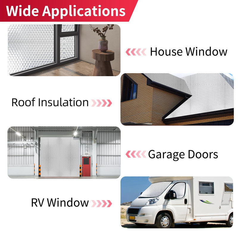 Reflective Insulation Aluminum Foil Sheets 47.2 in X 10ft，3mm, Bubble Wrap for Packing Attic Door Insulation Cover, Window Tint for Home Heat Blocking, Window Film, Garage Door Screen 47.2in X 10ft X 3mm