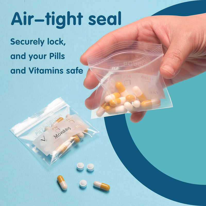 [Australia - AusPower] - 125 Packs 6 Mil Sturdy Pill Bags BPA Free Pill Pouch 3 x 2.75 Inch Write-on Label Seal Waterproof Reusable Clear Small Ziplock Plastic Bags for Travel Pill Organizer, Jewelry and Small Craft Pieces Writable-6mil Pack of 125 