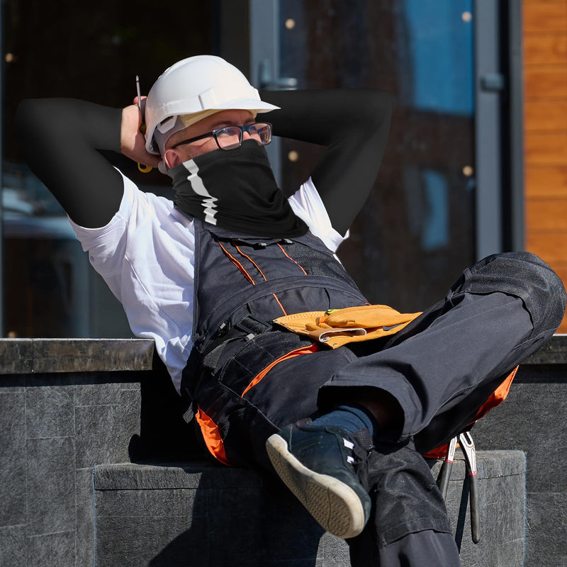 10 PCS UV Protection Reflective Strap Arm Sleeves and Neck Gaiter Reflective Safety Bandana for Outdoor Activities Light Grey + Dark Grey + Black