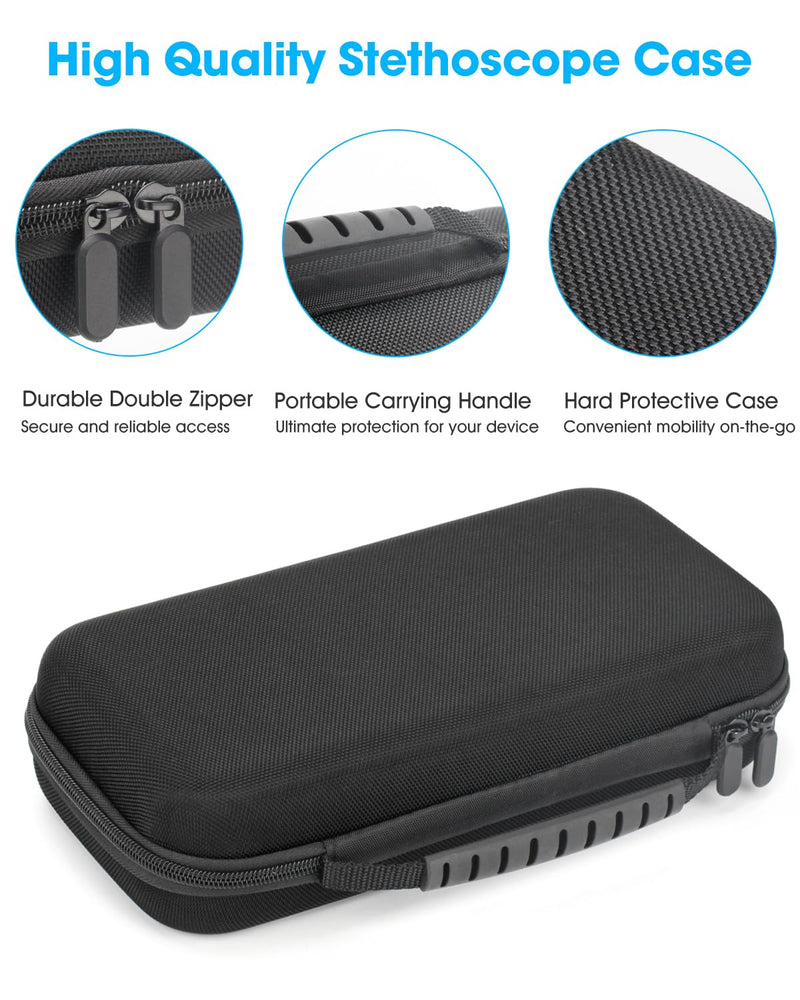 [Australia - AusPower] - Hard Stethoscope Case for Eko CORE 500™ Digital Stethoscope, Lightweight & Portable Protective Case, Extra Pocket for Doctor & Nurse Accessories (Black) 