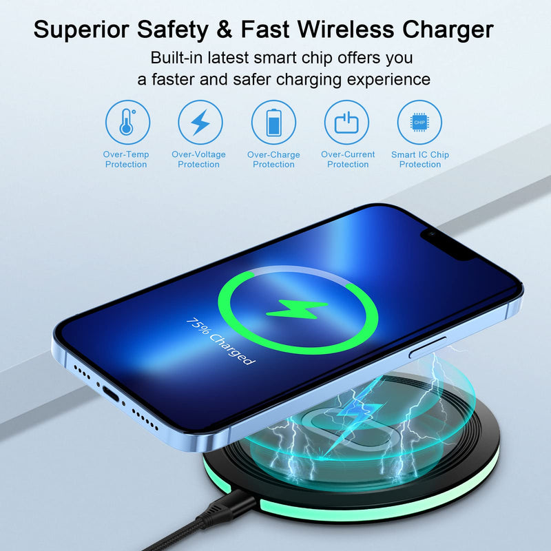 [Australia - AusPower] - Wireless Charger Samsung Fast Charging Pad for Samsung Galaxy S24/S23 Ultra/S22/S21/Z Flip 5,15W Wireless Charging Station Charger Mat with QC Adapter for Google Pixel 7a 8 7Pro 6,iPhone 15 14 13 12 Wireless Charger with QC Adapter 