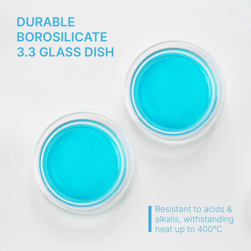 Borosilicate Glass Petri Dish with Lid, Tissue Culture Dish (60 mm, Pack of 20) 60 mm, Pack of 20