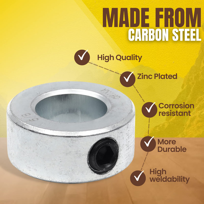 [Australia - AusPower] - (4-Pack) 5/8” Bore Solid Steel Shaft Collars with Zinc Plated Coating - Durable Shaft Collars Suitable for Machinery and Industrial Use 4 5/8" 