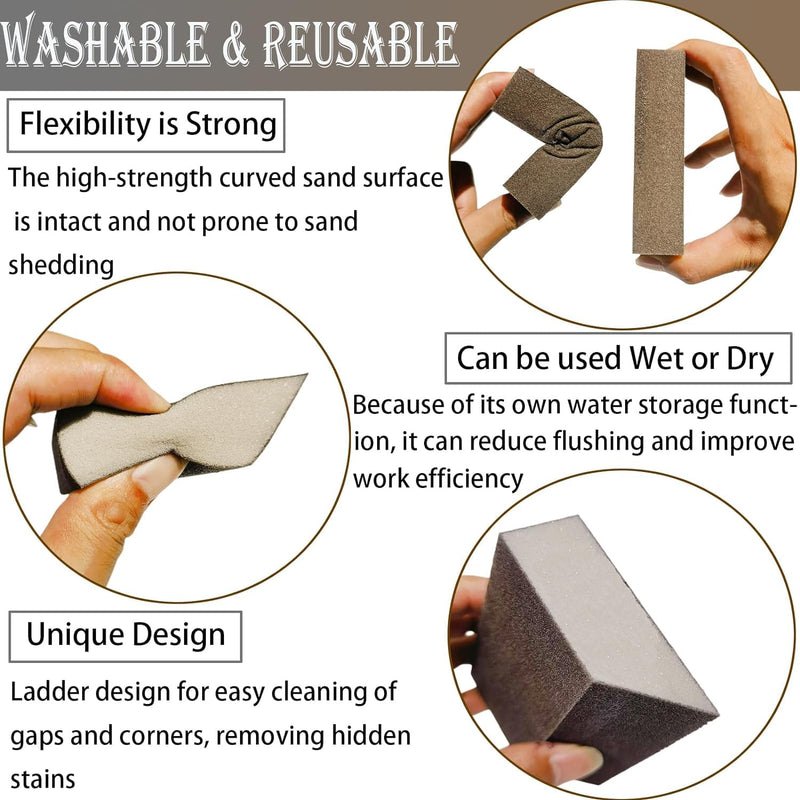 [Australia - AusPower] - 4 Pack 320 Grit Single Angle Sanding Sponge, Washable and Reusable Sanderpaper Hand Sanding Blocks for Wood Drywall Metal Home Sanding 
