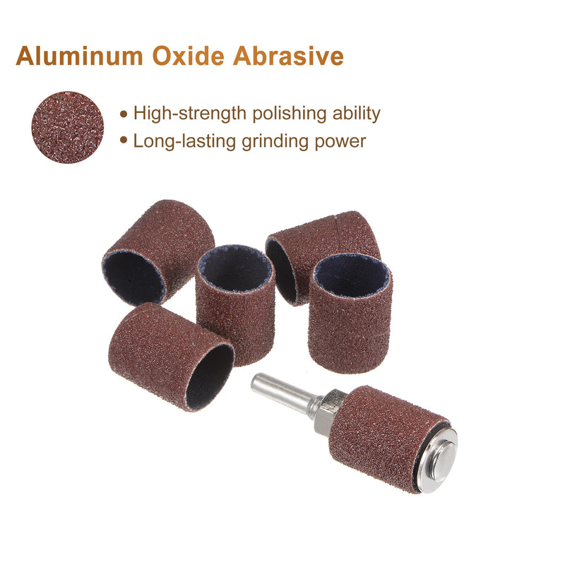 [Australia - AusPower] - uxcell 12 Pcs 3/4 Inch Sanding Sleeves Sandpaper Set 80 Grit with 0.24 Inch Drum Mandrels for Rotary Tools 