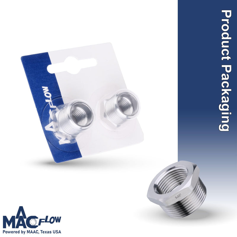 [Australia - AusPower] - Stainless Steel 3/8" Male NPT to 1/4" Female NPT Adapter Reducer Hex Bushing (Thread OD 0.56" - ID 0.45") (pack of 2) 3/8" MNPT x 1/4" FNPT Pack of 2 