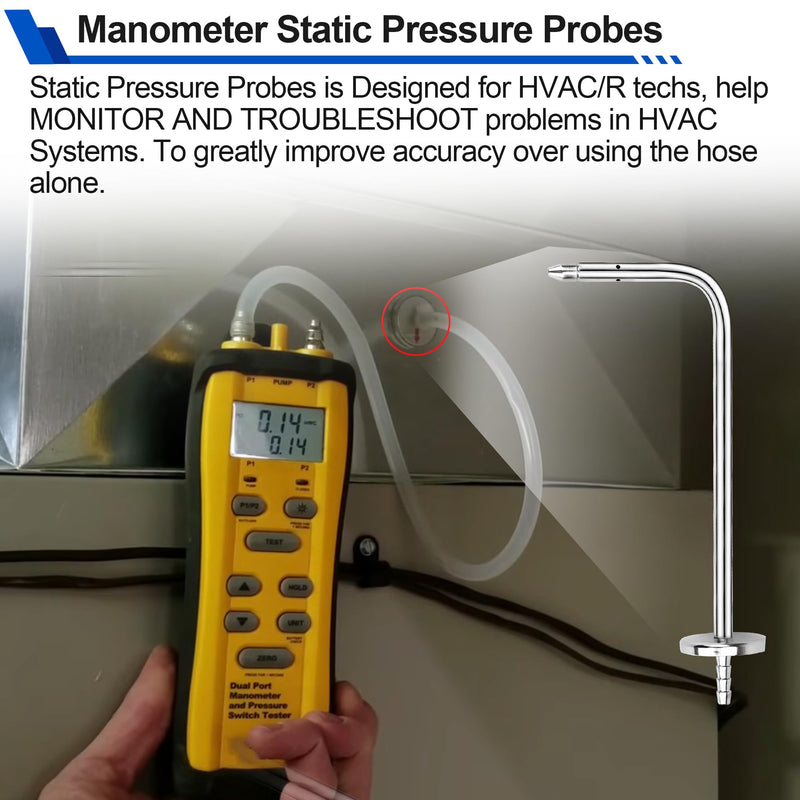 [Australia - AusPower] - Static Pressure Probes for Fieldpiece Manometers, HVAC Manometer Static Pressure Probes wtih Probes Tube Compatible with Many Dual Port Manometer - HVAC Pitot Tube 4/25 ID 40.55 Inch Long 