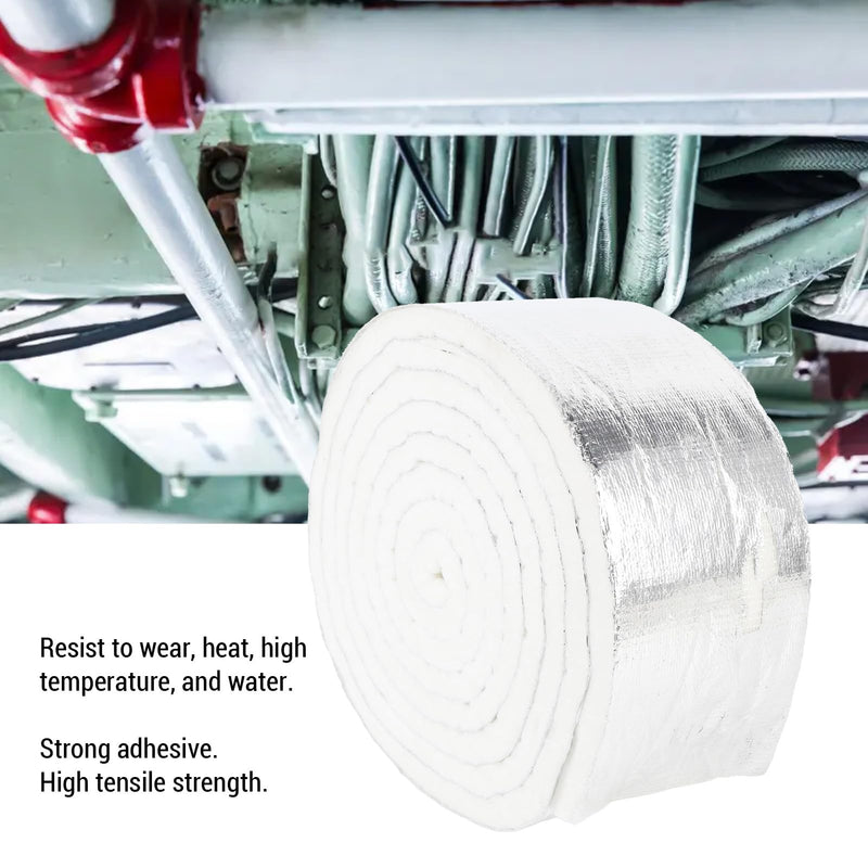 Thermal Insulation Tape Heatproof Aluminum Foil Pipe Wrap Insulation Roll High Durability Self Adhesive for Auto Parts Home Repairs Marine RV 3.94in X 0.47in X 10.82Ft