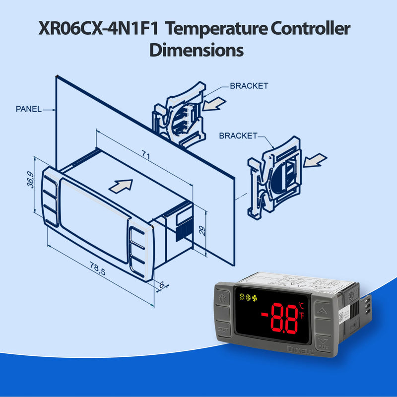 [Australia - AusPower] - Digital Temperature Controller XR06CX-4N1F1 for Commercial Refrigeration, Fit for XR06CX-4AHFILS, 120V 50-60Hz, Compatible with Dixell Programmable Refrigerators/Freezers, Dual NTC Probes 