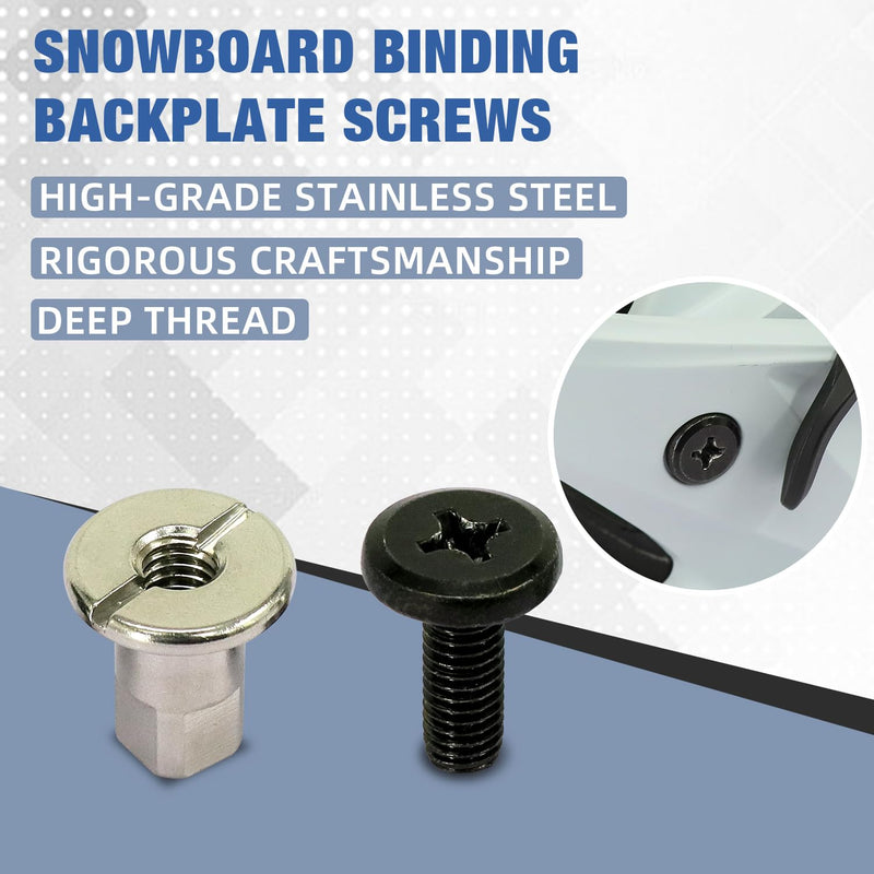 [Australia - AusPower] - Snowboard Binding Backplate Screws Replacement Set Compatible with S-TEPONE High-Performance Fastener Screws- Includes Ergonomic Handle Screwdriver 